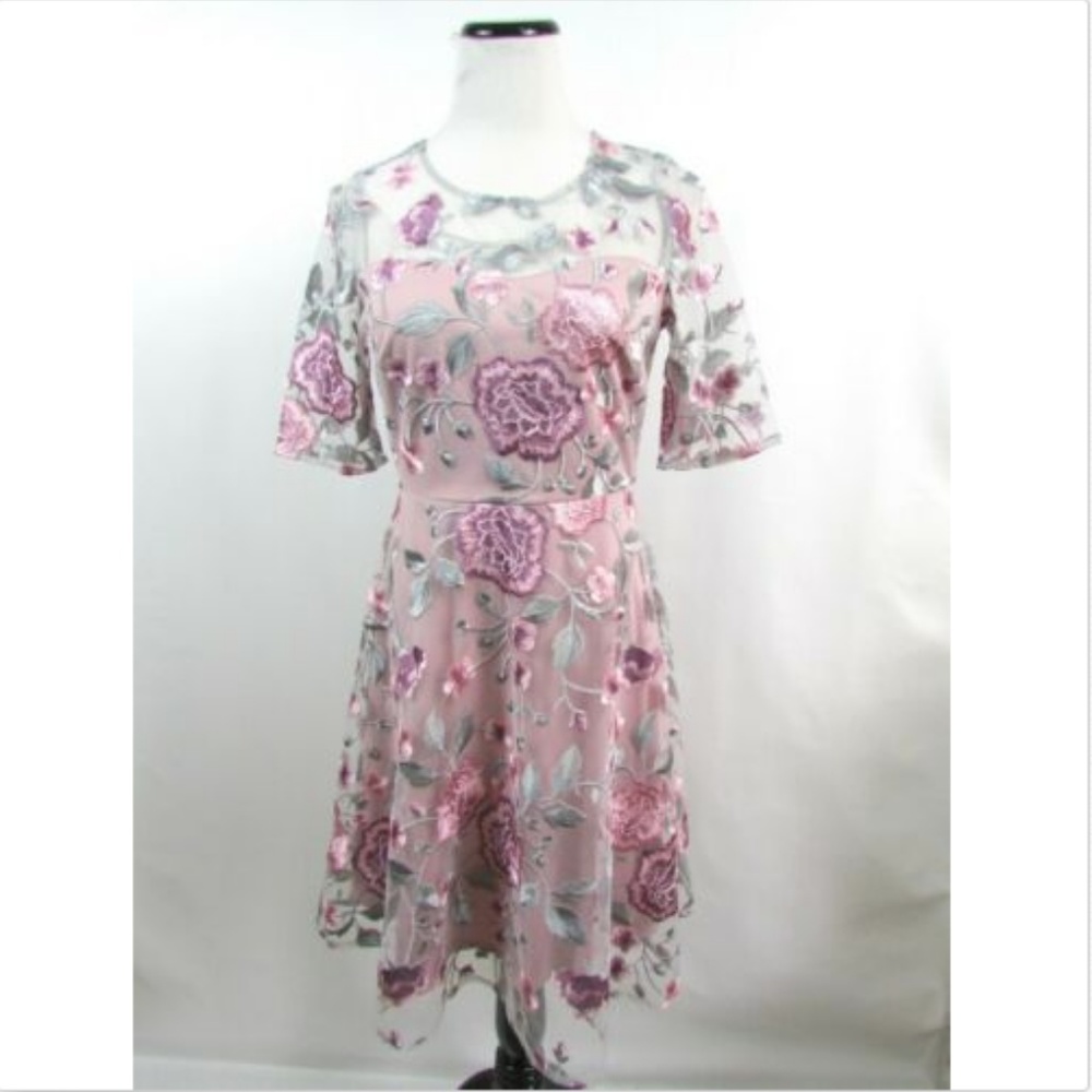 Jax Black Label Lavender Embroidered Floral Dress